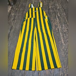 Game Bibs Yellow Green Bay Packers Stripe Bib Overalls Toddler 4T Cotton New